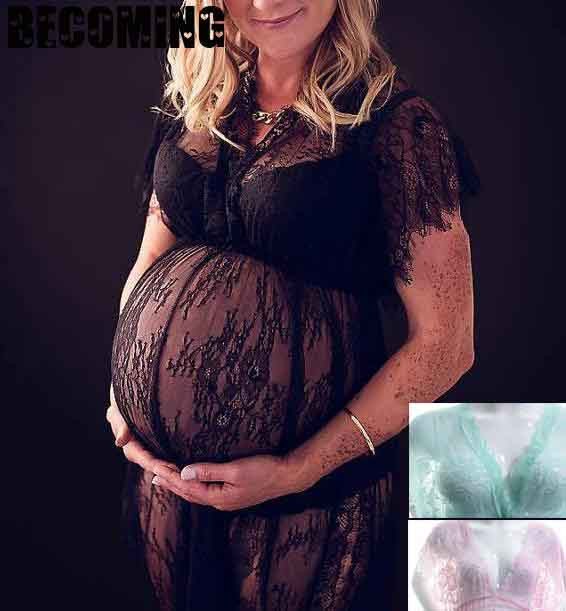 

Maternity Gown Lace Maxi Dresses Pregnant Women Dress Photography Pregnancy Dress Maternity Lace Dresses For Photo Shooting, Green