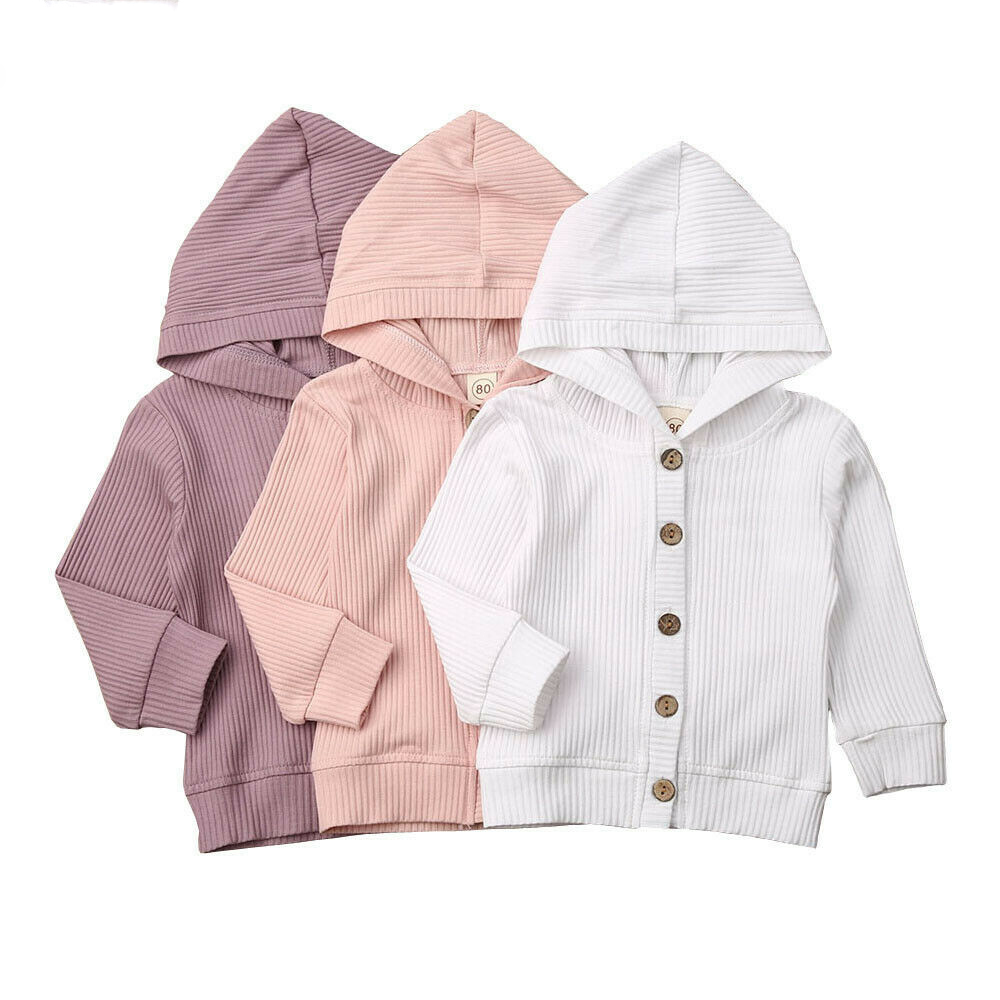 

Baby Spring Autumn Clothing Infant Baby Girl Clothes Long Sleeve Knitted Coat Jacket Outwear Solid Ribbed Tops Jackets, Pink