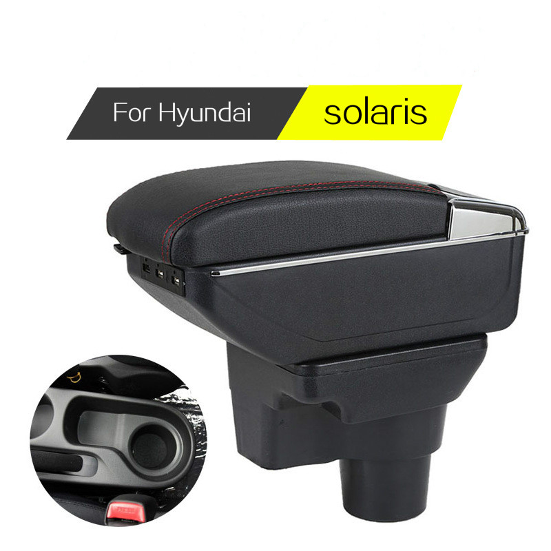 

Armrest Box for Solaris 2 Accent Car Center Console Storage Box Double Layer Raised with USB Charging Ports