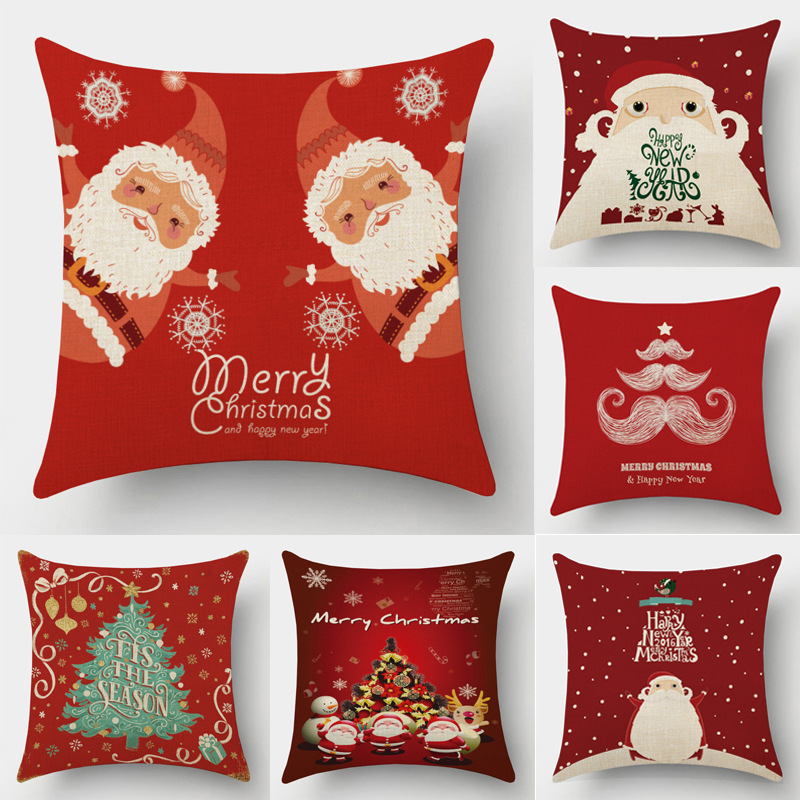 

Christmas Santa Claus Cushion Cover Christmas Decoration for Home Tree Ornaments Pendant Happy New Year Xmas Navidad