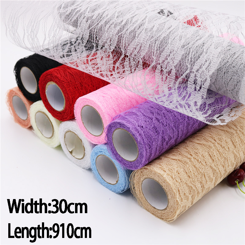

30cm Lace Tulle Roll Flower Mesh Table Centerpiece Wedding Birthday Party Table Centerpiece Runner DIY Tutu Skirt Chair Sash 10Y
