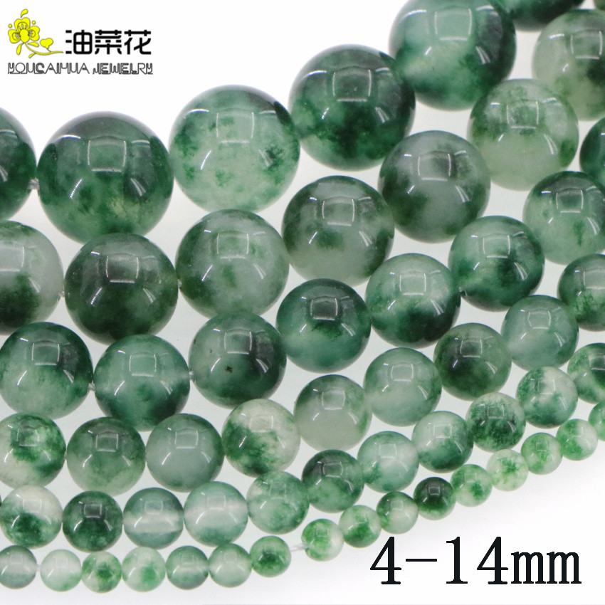 

Natural Stone 4-14mm Green Jadeite Round Loose Beads DIY Accessories Making Woman Girl Gift Christmas Wedding Necklace Bracelet Wholesale