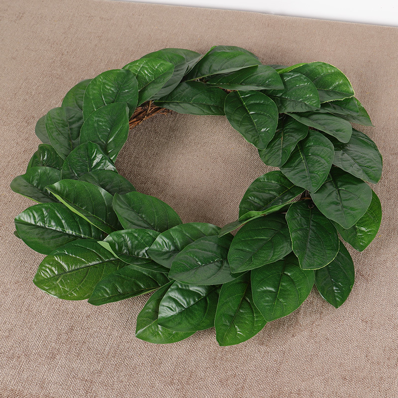 

Faux Leaf Wreath Artificial Grass Wreath Fake Greenery Garland For Party Home Decoration Spring Summer Garland Farmhouse Decor, Green
