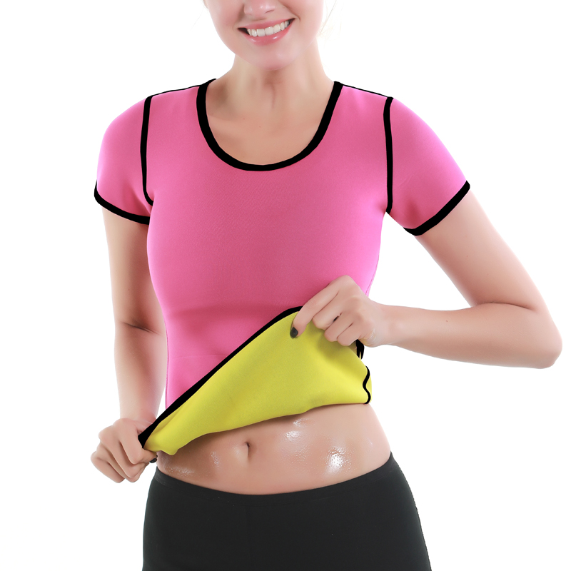 

New Sports sweat sauna Tops Women Fashion Seamless Yoga Shirts Comfortable Breathable Short Sleeve Female lose weight Sportswear, Black