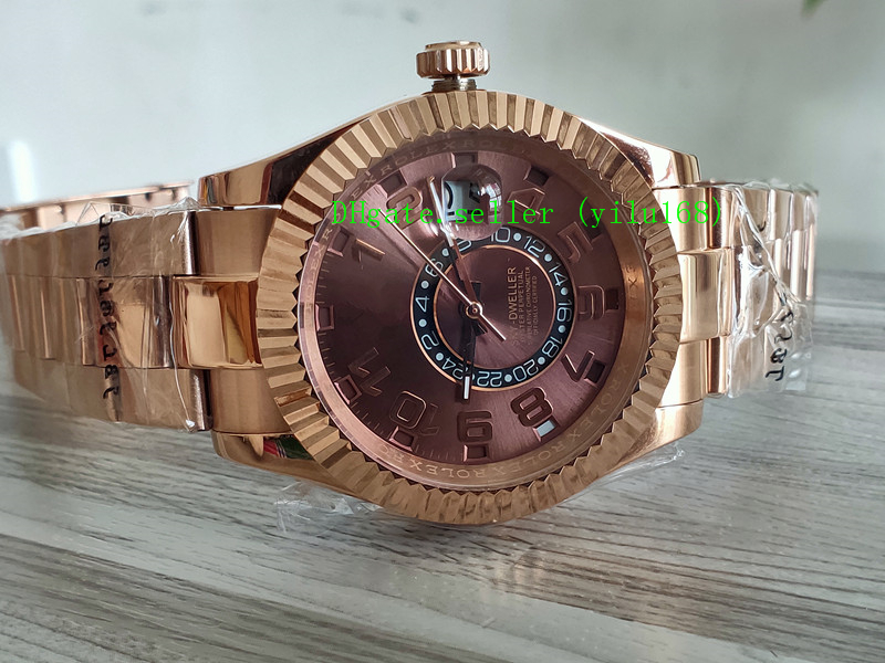 

new sale New Style Luxury 42mm Asia 2813 Movement Sky-Dweller Chocolate Arabic 326935 Automatic Mechanical 18K Rose Gold Mens Watch, Customize