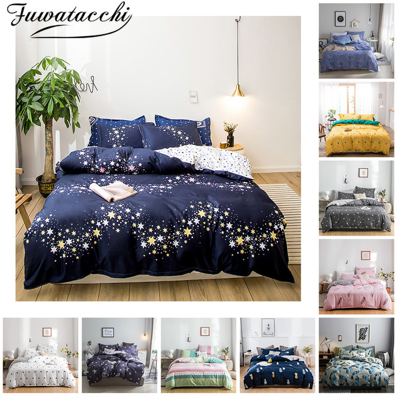 

Fuwatacchi 3/4pcs Nordic Printed Bedding Sets Striped King Size Bed Sheets And Pillowcases for Home Bed Duvet Cover Bedding Set, Jjsjt0066