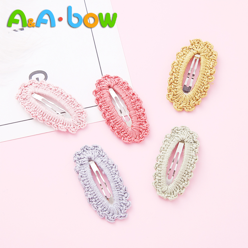 

2pcs Kawaii Nylon Hairpins BB Clip Snap Barrettes Cable Knit Moran Solid Color Headwears Hollow-out Baby Girls Hair Accessories, A2nsnsfb-9748-1-6