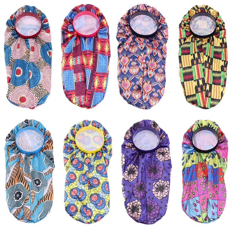 

Elastic Wide Edge Long Braid Hair Hat Satin Bonnet Sleep Nightcap for Wome, Multi