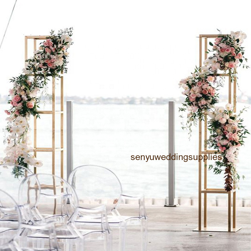

stand only )Gold floor Metal Tall Flower Arch backdrop Centerpieces For Wedding Decoration Floral Arrangement stand wedding stage decor