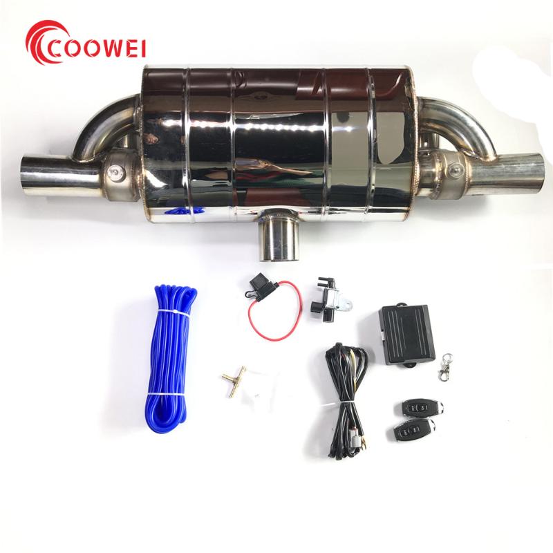 

Exhaust Remote Control T Style Valve Muffller 1 Inlet to 2 outlet 2 Valve Stainless Steel Universal 51/63/76mm Vacuum Pump