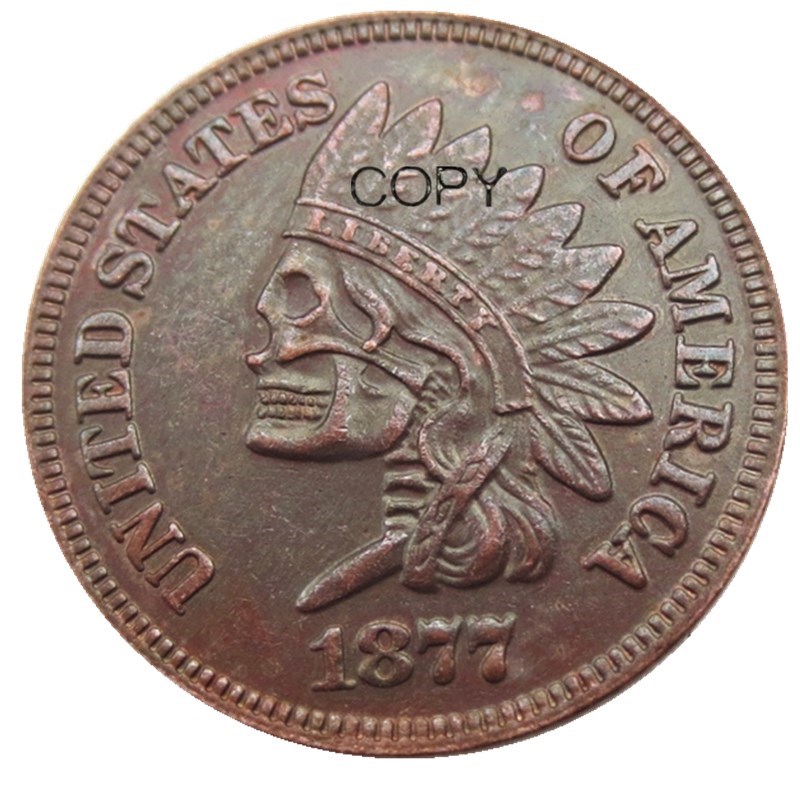 

US(08) Hobo nickel 1877 Indian Cent Penny facing skull skeleton zombie Copy Coin Pendant Accessories Coins