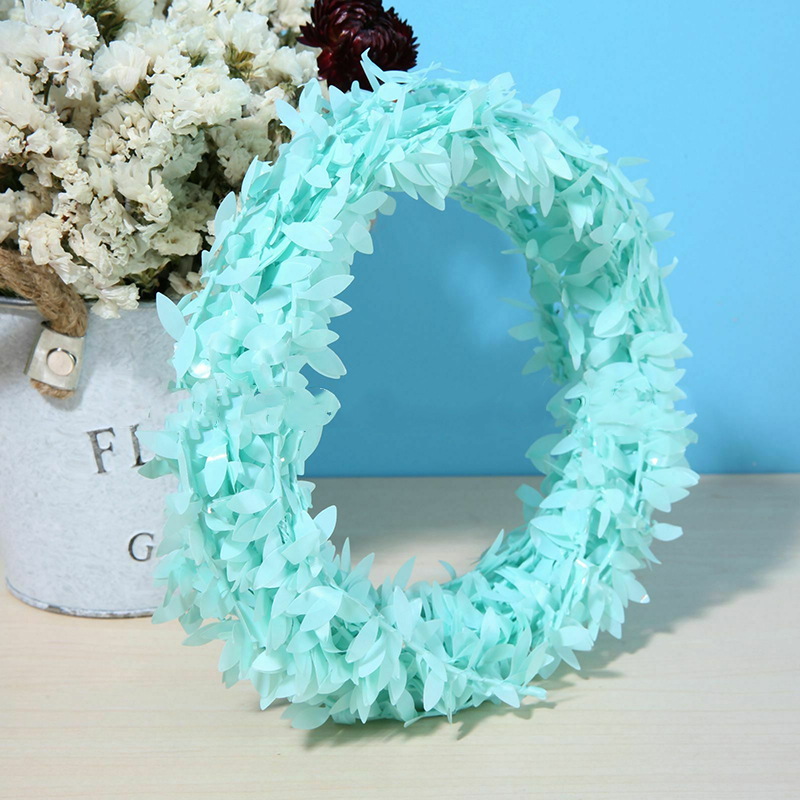 

2019 New 7.5m Length Artificial PVC Round Wreaths Home Party Decorative Hanging Simulation Garlands 8A2281, Gold small leaves