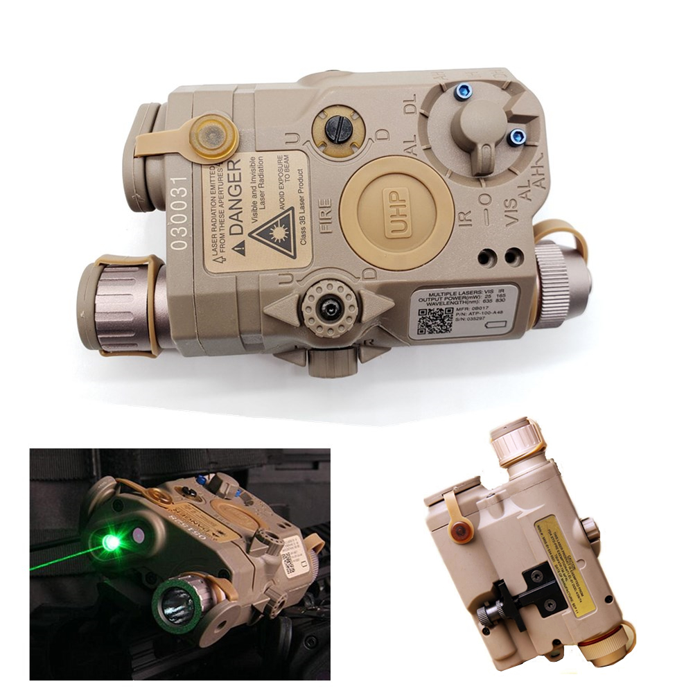 

Tactical AN/PEQ-15 Battery Case Laser Green Dot Laser With White LED Flashlight and IR Lens (Tan)