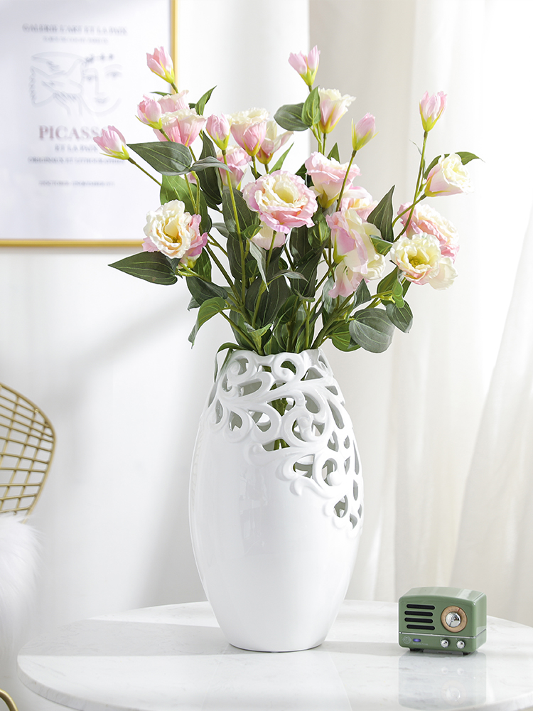 

modern Simple Nordic style Ceramic vase Hollow Creative Home living room Flower arrangement dining table Decorative accessories