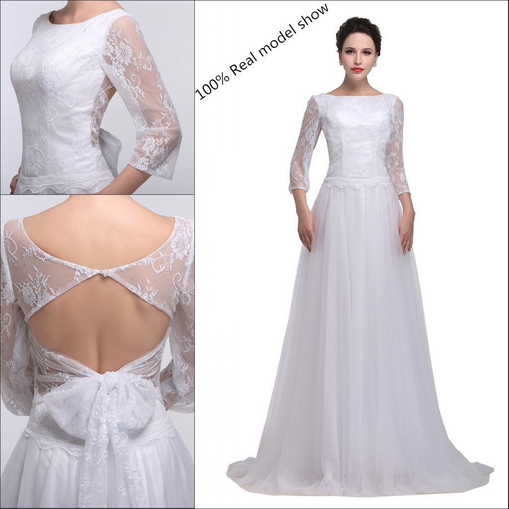 

Long Sleeve Wedding Lace Dresses Wedding Dresses White Bridal Gowns A-Line Read pictures tull Beach Plus Size Wedding Dresse With Bow, Pink