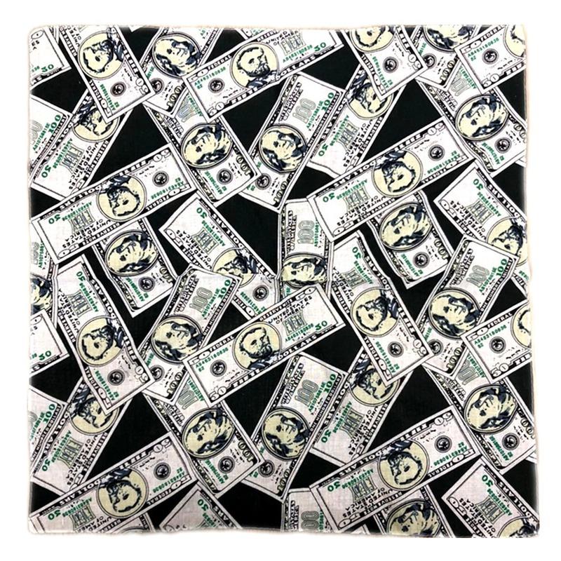 55 * 55CM Pure Cotton Headscarf Multifunctional Square Scarf Variety Headscarf US Dollars and Dollar Bills-image-537549495