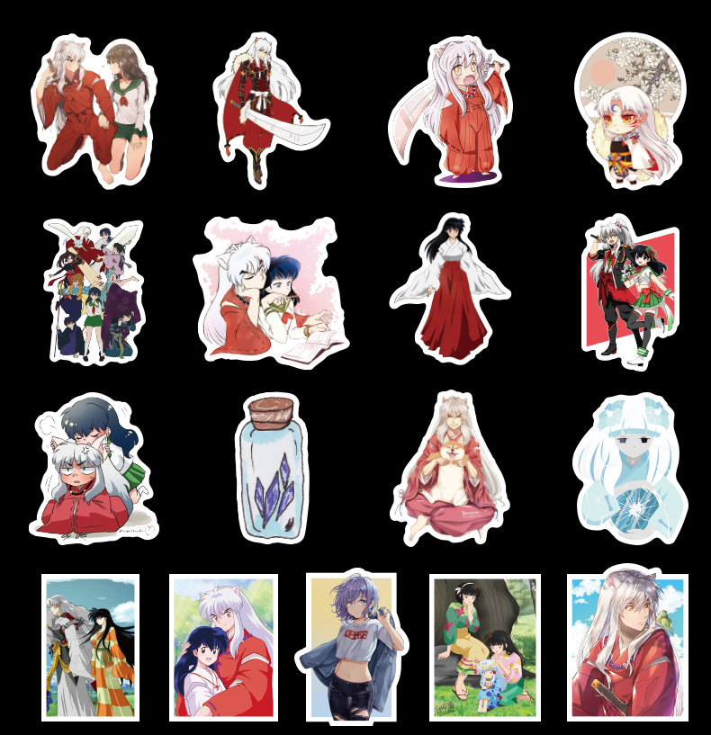 

50 pcs Pack Mixed Car Stickers Inuyasha Anime For Skateboard Laptop Helmet Stickers Pad Bicycle Bike Motorcycle PS4 Phone Notebook Decal Pvc, Multi colors