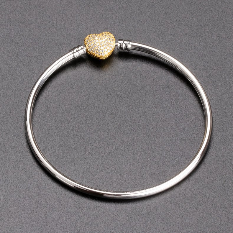 

Fashion CZ Diamond Heart Bracelet Luxury Designer 925 Sterling Silver Plated 18K Gold Original Box Set For Pandora Women's Holiday bracelet