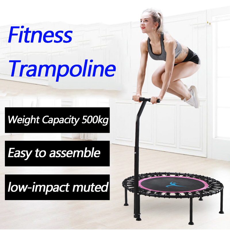 

40" Fitness trampoline Silent Mini with Adjustable Handle length Adults Kids indoor GYM Bungee Rebounder Jump Trainer Workout