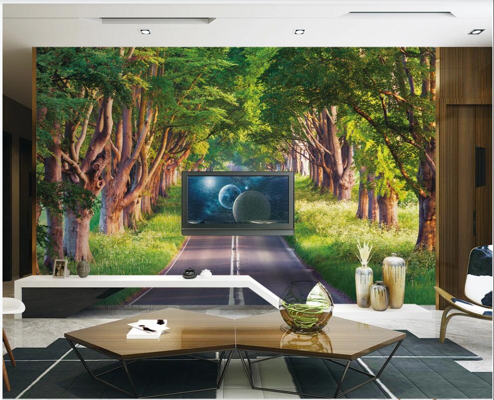 

3d wallpaper custom photo Trail in natural green woods background living room home decor 3d wall murals wallpaper for walls 3 d, Non-woven wallpaper