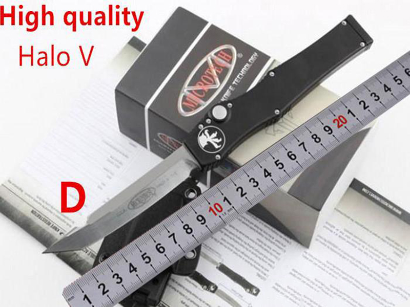 

High quality Microtech Black Classic Halo V UT85 Tanto Blade Knife (4.6" Satin) 150-4 single action auto Tactical knife Survival gear knives
