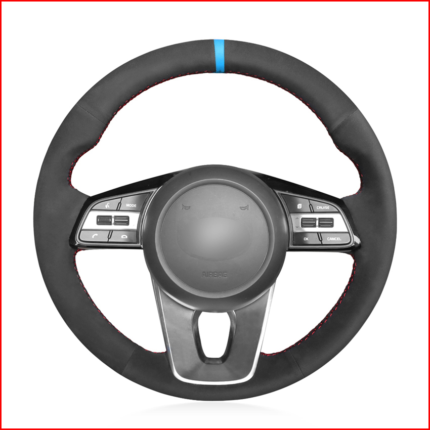 

Black Suede Hand Sew Comfortable Soft Steering Wheel Cover for Kia K5 Optima Cee'd Ceed 2019 Forte Cerato (AU) 2018-2019 Parts