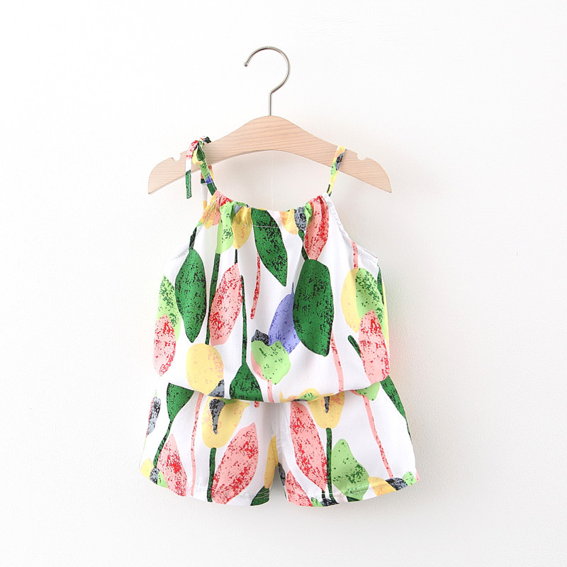 

2020 Summer Infant Baby Girl Clothing Set Cotton Printed T-shirt Shorts 2Pcs Suits for Baby Girl Outfits Kids Clothes Sets, Beige