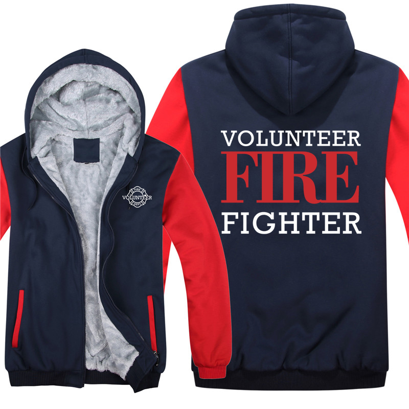 

Firefighter Volunteer Fire Hoodies Men Cool Fashion Thicken Printed Volunteer Firefighter Sweatshirts Pullover, As picture