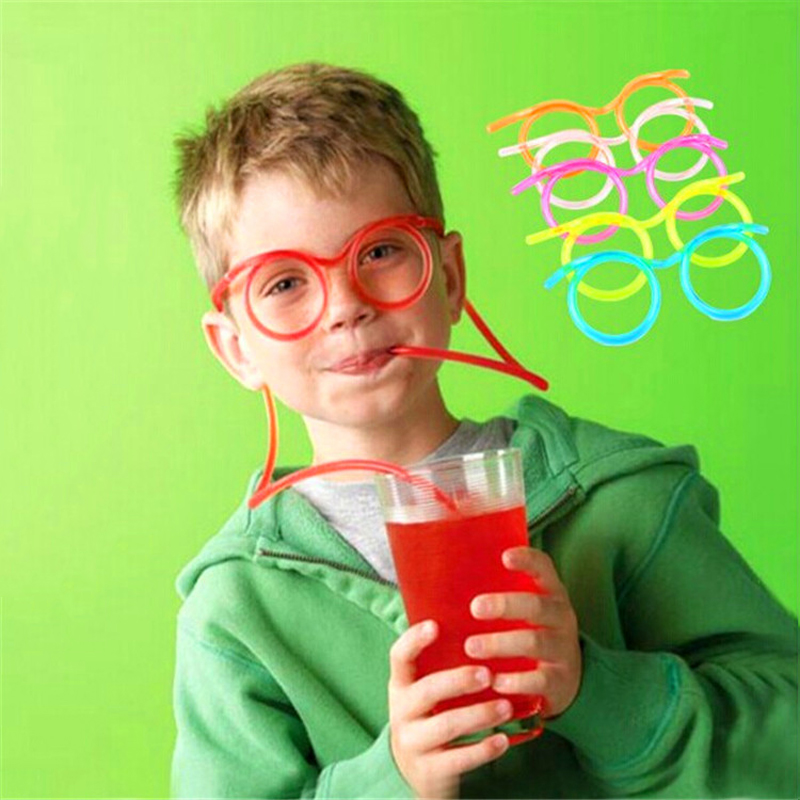 

Creative Fun Child Glasses Straw Soft Plastic Straw Glasses Flexible Drinking Straws Tube Tool Kid Party Supplies Bar Accessories VT1694