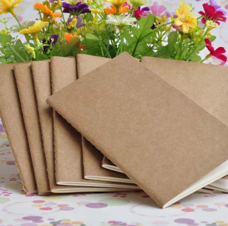

Kraft Notebook Unlined Blank Books Travel Journals for Students School Children Writing Books 8.8*15.5cm SN982