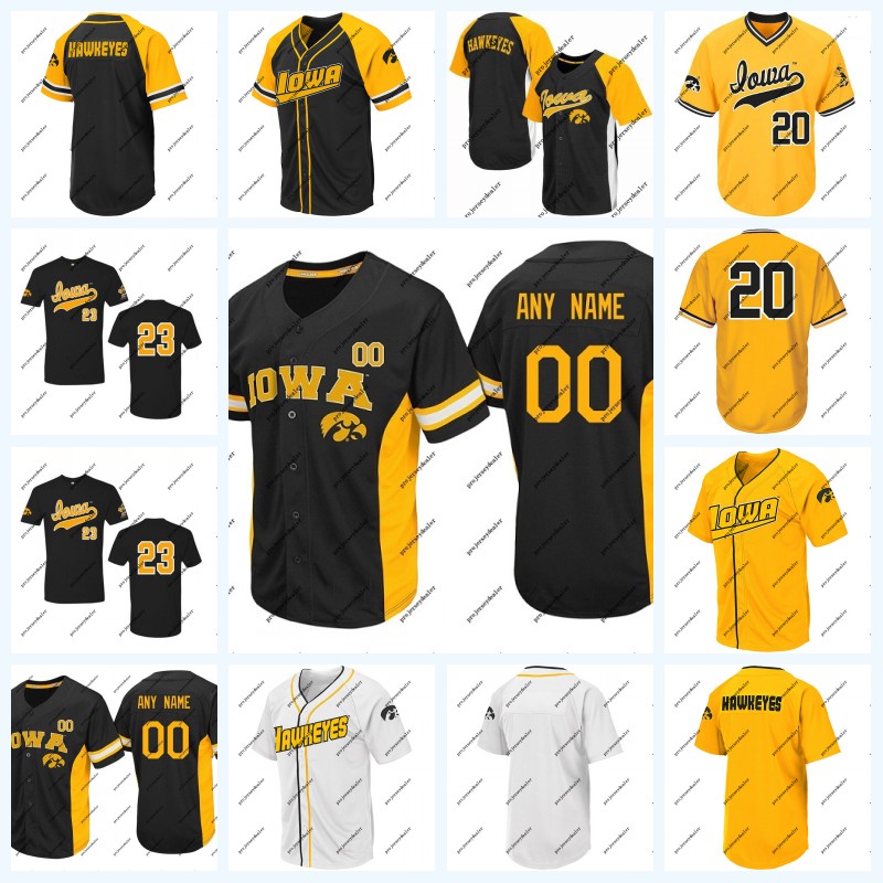 

Iowa Hawkeyes NCAA College Baseball Jersey Black White Gold For Mens Womens Youth Double Stitched Name and Nmber Mix Order High Quailty, Gold as picture 1