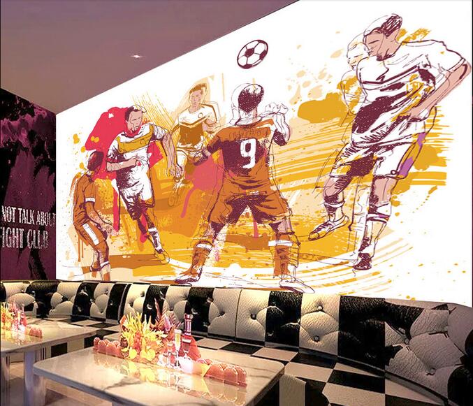 

WDBH 3d wallpaper custom photo Hand drawn illustration football bar living room office Home decor 3d wall murals wallpaper for walls 3 d, Non-woven