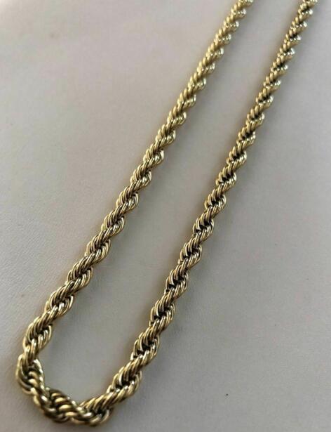 

Mens Rope Chain 14k Gold Over Stainless Steel Thick 24' 5mm Doesn't Change Color