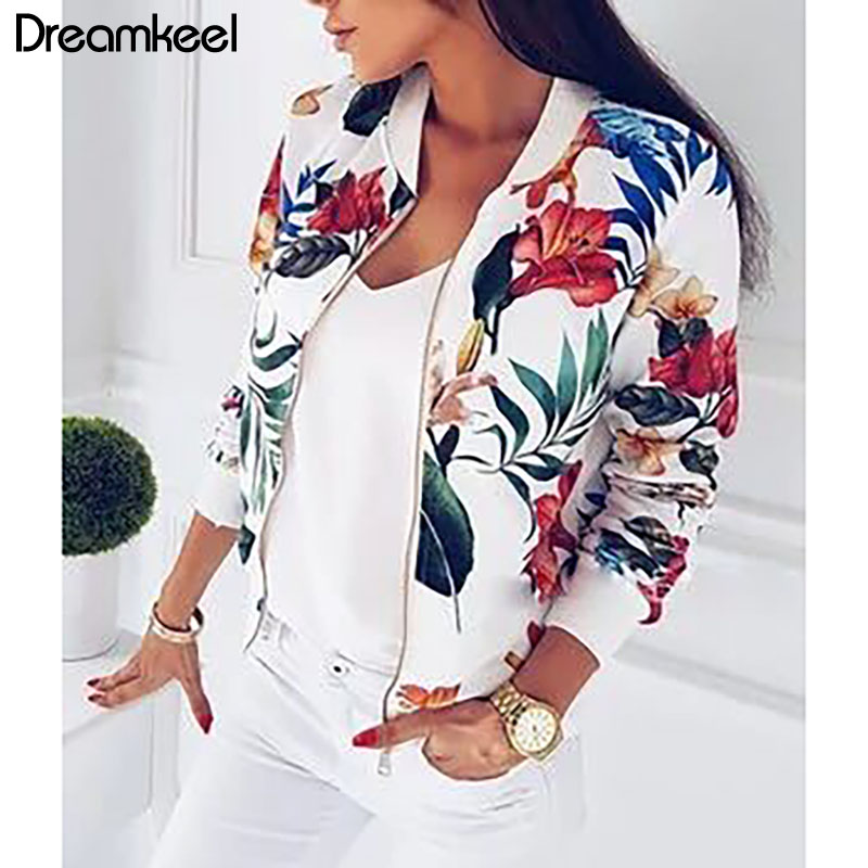 

Outwear Women Jacket Fashion Ladies Retro Floral Zipper Up Bomber Jacket Casual Coat Autumn Spring Print Women Clothes Y, Clothing matching