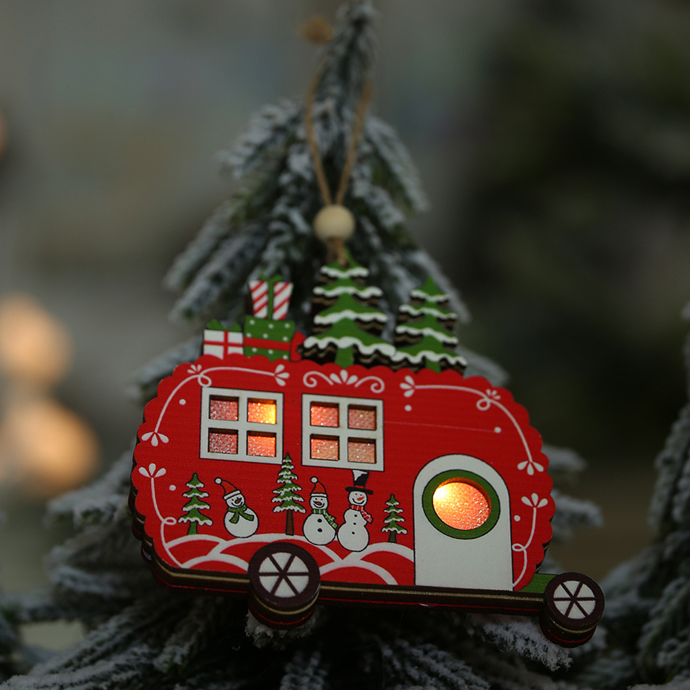

Drop Ornaments Portable Christmas Pendant Craft Home Gift Romantic Hollowed With Light Hanging Tree Decoration Party Wood