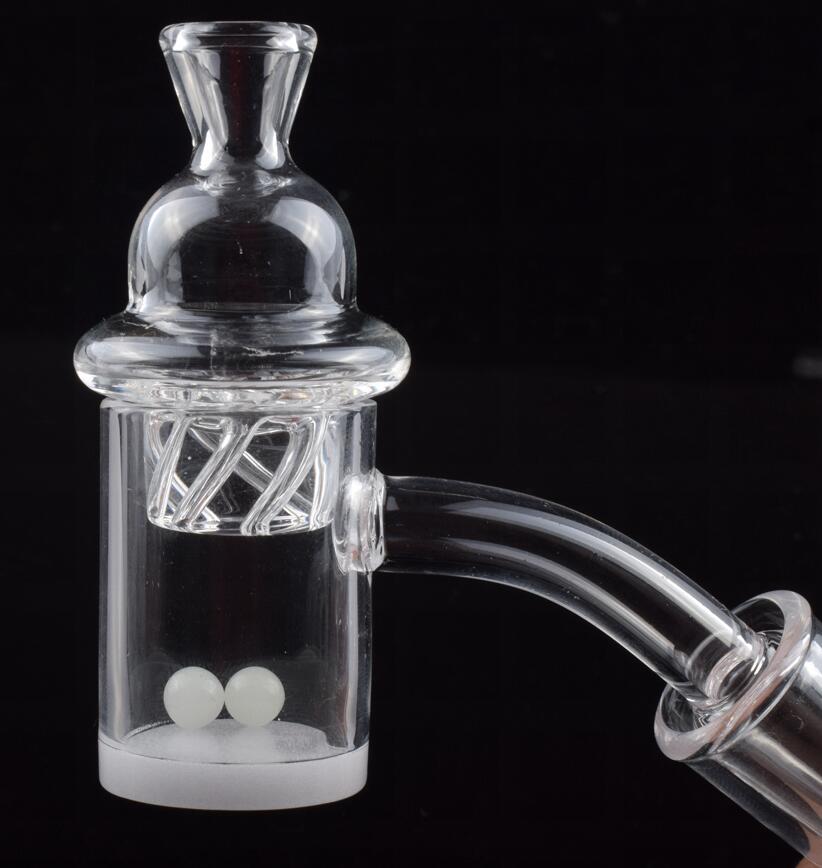 

Factory price Opaque Bottom 45 90 quartz banger nail with Spinning Carb Cap and Terp Pearl Inserts for Glass Water Pipes Dab Rigs