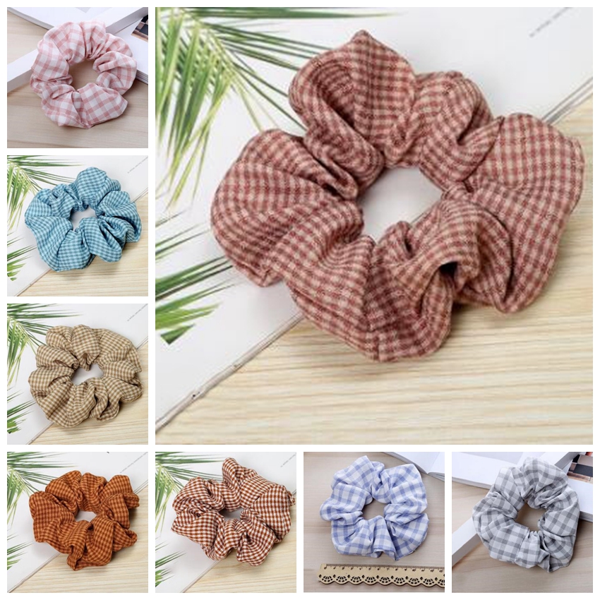 

Scrunchy Hairband Plaid Scrunchie Ponytail Headbands Grid Hair Holder Rope Headdress Rubber Bands Fashion Houndstooth Hair Accesorios D4853, As pics