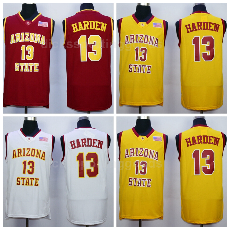 

NCAA College 13 James Harden Jersey Men Basketball Arizona State Sun Devils Jerseys Cheap University Team Color Red Yellow White