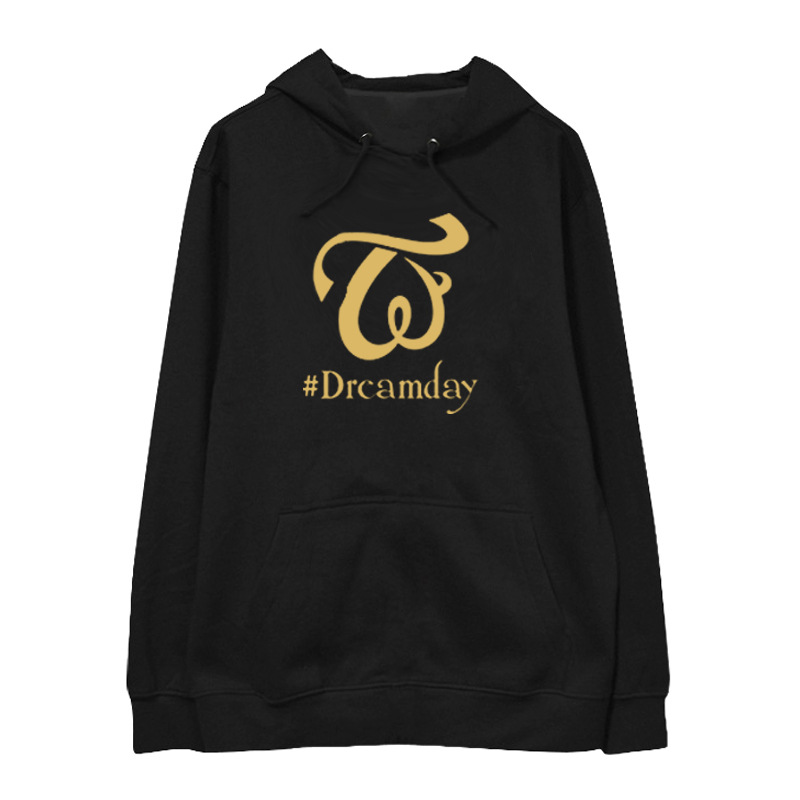 

2020 KPOP Twice Dreamday Hoodie Hip Hop Casual Loose Hooded Clothes Pullover Printed Long Sleeve Sweatshirts, Black
