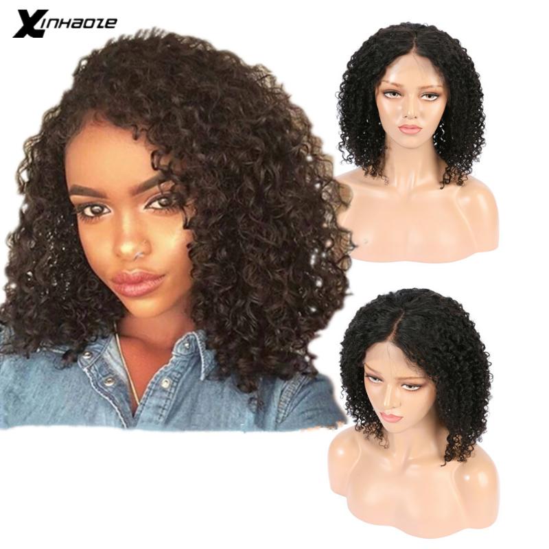 

XINHAOZE Beauty Brazilian Lace Front 13x4 Human Hair Natural Color Kinky Curly Pre Plucked For Women, As pic