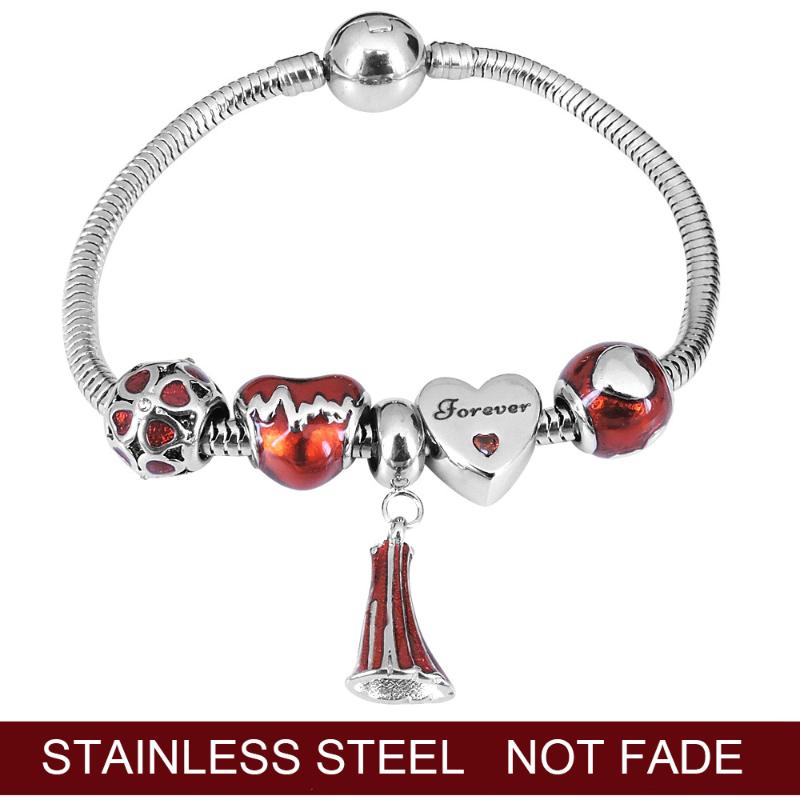 

2020 Vintage Silver Color Beads Bracelet For Women Animal Princess Skirt Charms Bracelets&Bangles DIY Heart Pulseiras