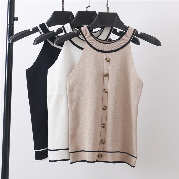 

Summer Girls Fashion Slim Knitting Striped Tank Crop Tops Camises Girls Knitted Camisole Sleeveless Tee shirts Camis Woman, White