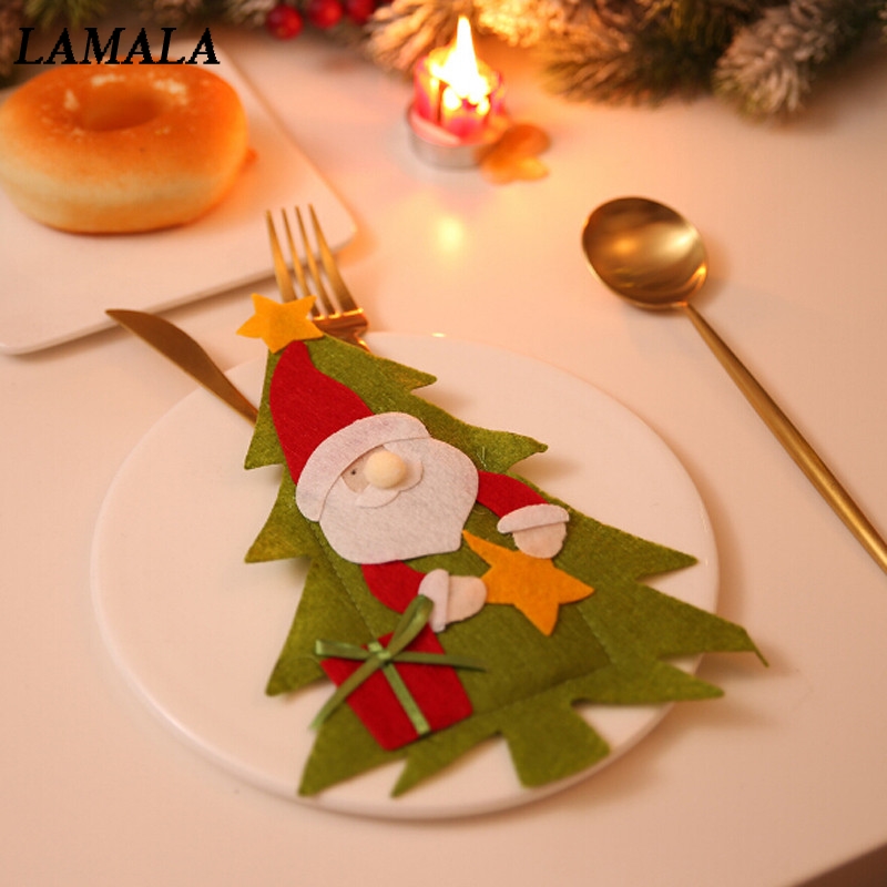 

Christmas tree/Santa Claus pattern Knife Fork Cutlery Bag cover Christmas decorations for home home Party table Decoration