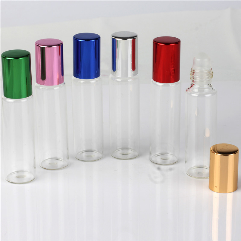 

5ml Clear Glass Essential Oil Roller Bottles with Glass Roller Balls Aromatherapy Perfumes Lip Balms Roll On Bottles JXW515