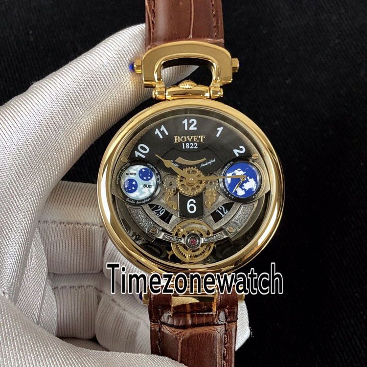 

Bovet Amadeo Fleurier Grand Complications Edouard Tourbillon Yellow Gold Case Black Skeleton Dial Swiss Quartz Mens Watch Brown Leather E2a1, Bovet-e02a (1)