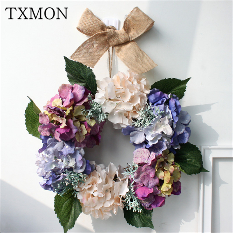 

American-style wall decoration home decoration living room dining room model hotel retro hydrangea wreath hanging Festival, As pic