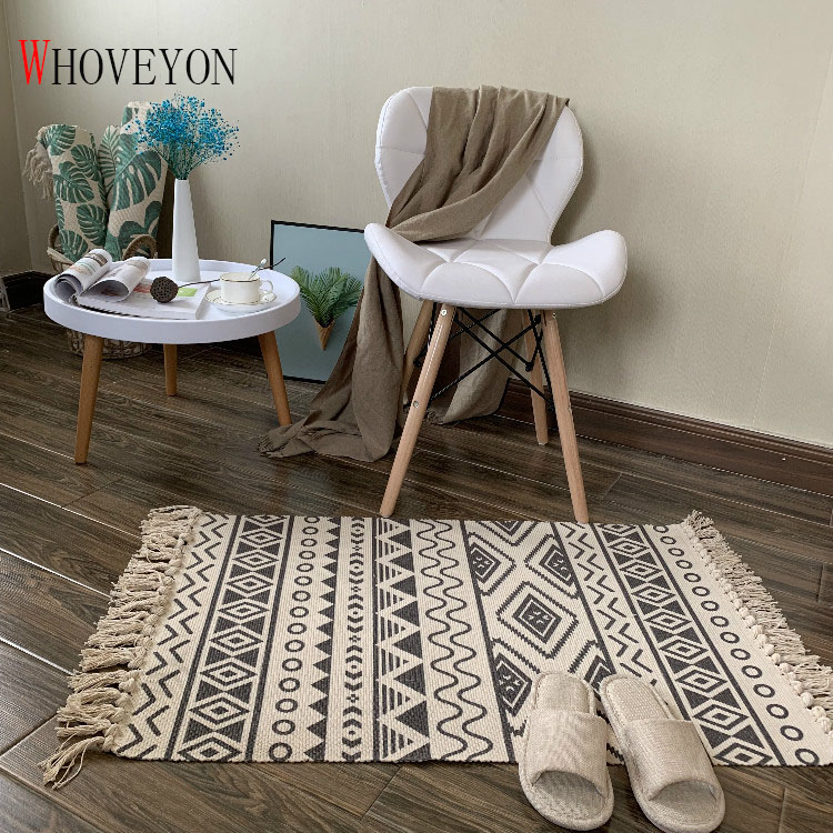 

Cotton and Linen Living Room Carpet Home Home Bedroom Carpet Children Bedroom Decorative Rug Floor Door Carpets Area Rugs, W-10