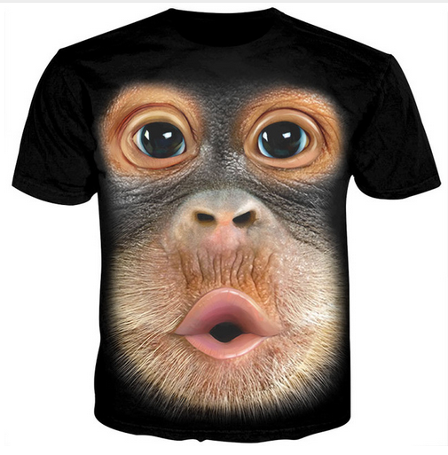 

New Fashion Women Men Gorilla Funny 3d Printing Unisex T-shirts Casual T Shirt Hip Hop Summer Tops RW0214, The picture color