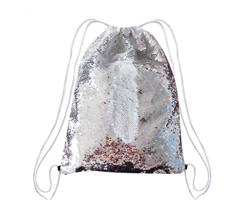 

50pcs 45x35cm Sublimation Sequins Blank Backpack Drawstring Bags Outdoor Sports Glitter hot transfer printing DIY Consumables, Black