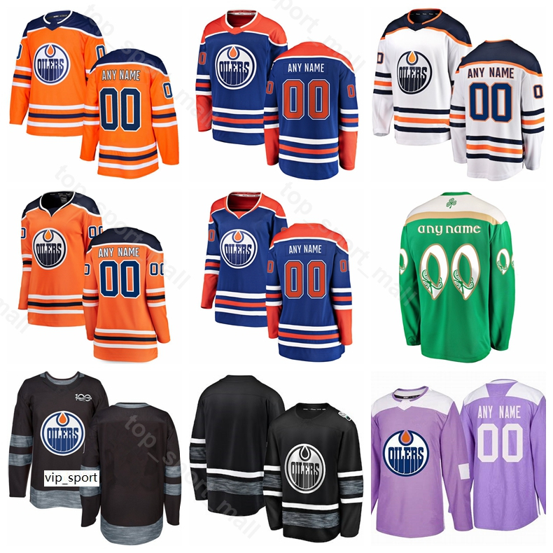 

Edmonton Oilers Wayne Gretzky Jersey Ice Hockey 97 Connor McDavid 29 Leon Draisaitl Milan Lucic 33 Cam Talbot 100th Anniversary, Men purple